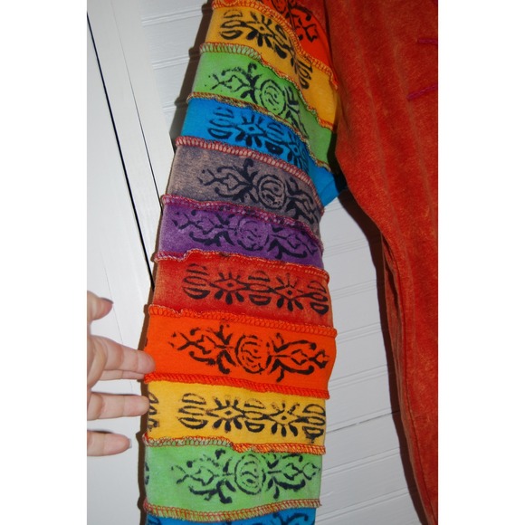 Greater Good Network Hoodie Rainbow Size L/XL Made in Nepal Zip Up Patchwork - Picture 4 of 7